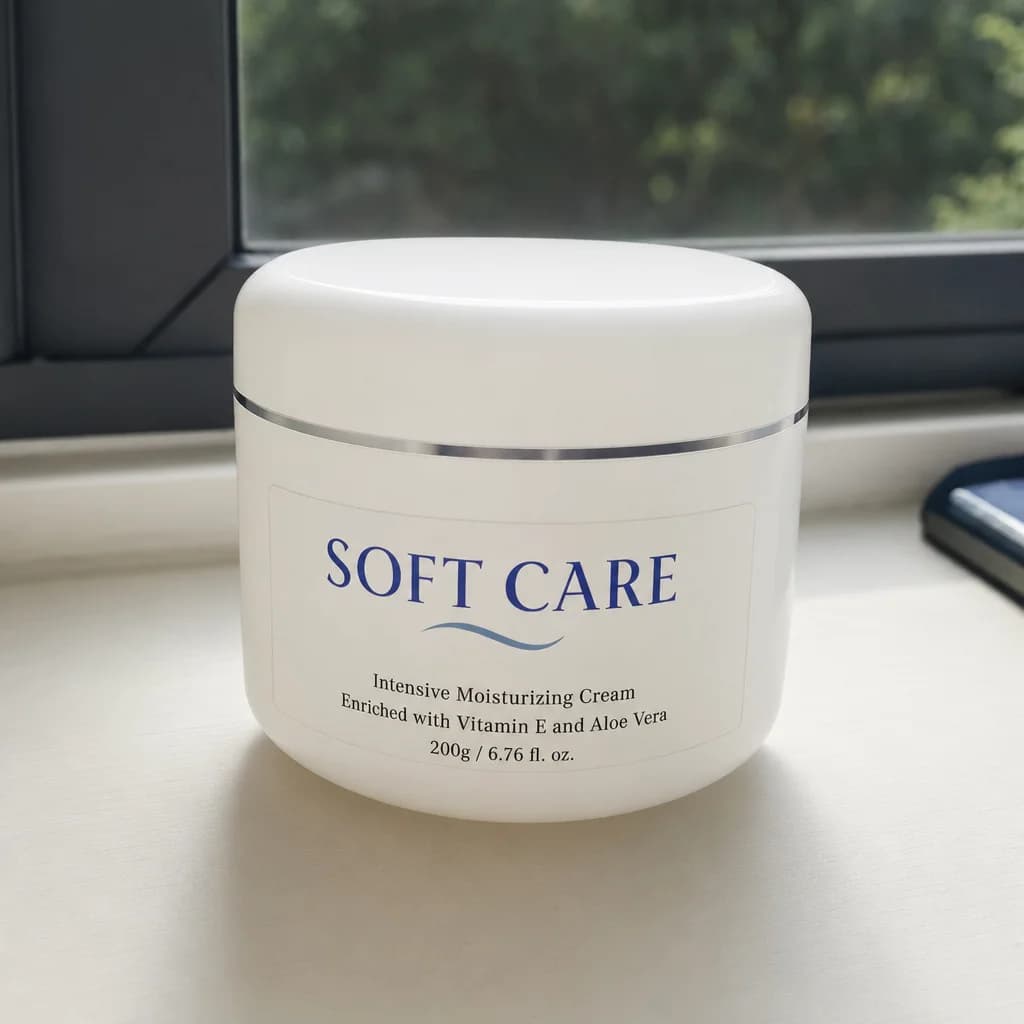 После: та же банка крема без пятен и пересвета, этикетка читается